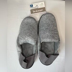 Isotoner Men's Collapsible Heel Moccasin Heather Gray Slip-On Slippers NWT  (L)